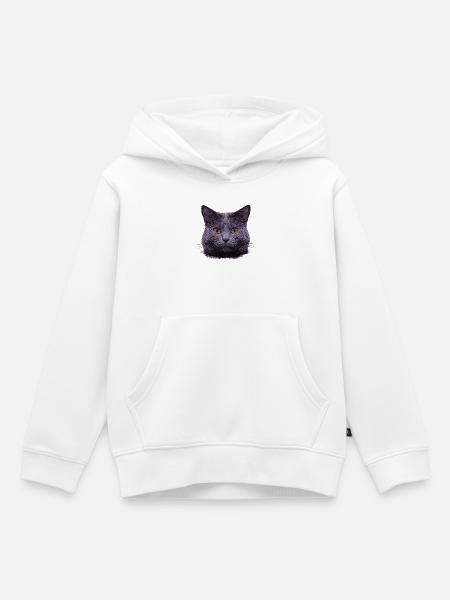grauer Katzenkopf  - Kinder Premium Organic Hoodie - Weiß