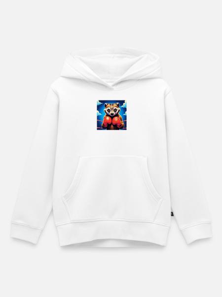 Boxen Waschbär Illustration - Kinder Premium Organic Hoodie - Weiß