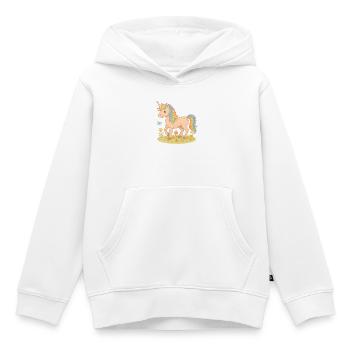 Licorne colorée avec des fleurs et un papillon - Sweat Premium à capuche enfant bio - blanc - Devant - AI Model Kid Female (0cm)