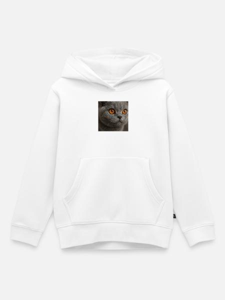 Detailreiche Katzenaugen Design - Kinder Premium Organic Hoodie - Weiß