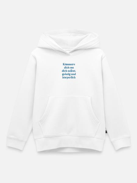 Citation motivante sur les soins personnels en bleu - Sweat Premium à capuche enfant bio - blanc