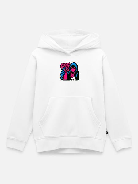 Graffiti Rabbit blue/pink - Kinder Premium Organic Hoodie - Weiß
