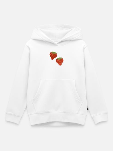 Lebendiges Erdbeermuster für Freizeitkleidung - Kinder Premium Organic Hoodie - Weiß