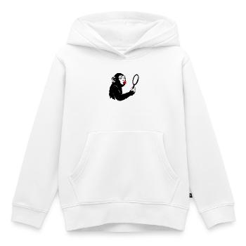 Dame singe vaniteuse avec miroir - Sweat Premium à capuche enfant bio - blanc - Devant - AI Model Kid Female (0cm)