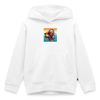Canard mandarin - Sweat Premium à capuche enfant bio - blanc - Devant - AI Model Kid Female (0cm)