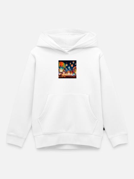 Bunte Nacht-Heißluftballons - Kinder Premium Organic Hoodie - Weiß