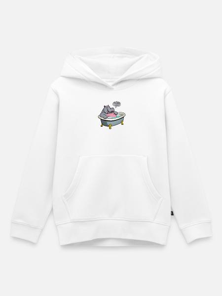 Nilpferd in der Badewanne - Kinder Premium Organic Hoodie - Weiß