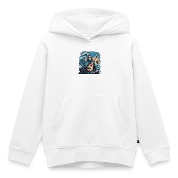 Vague mystique de l’océan avec musicien fantomatique - Sweat Premium à capuche enfant bio - blanc - Devant - AI Model Kid Female (0cm)