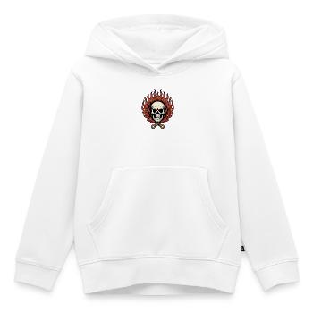Crâne flamboyant en chaîne en flammes - Sweat Premium à capuche enfant bio - blanc - Devant - AI Model Kid Female (0cm)