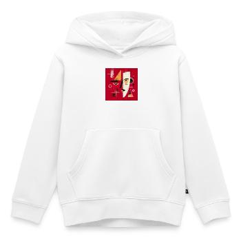 Contemporary Abstract Face in Red - Kids Premium Organic Hoodie - white - Front - AI Model Kid Female (0cm)