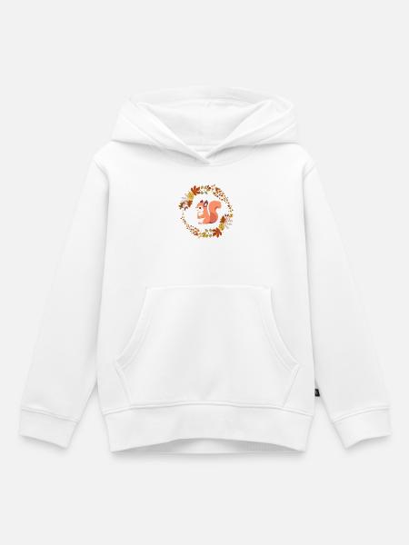 Eichhörnchen im Blätterkranz - Kinder Premium Organic Hoodie - Weiß