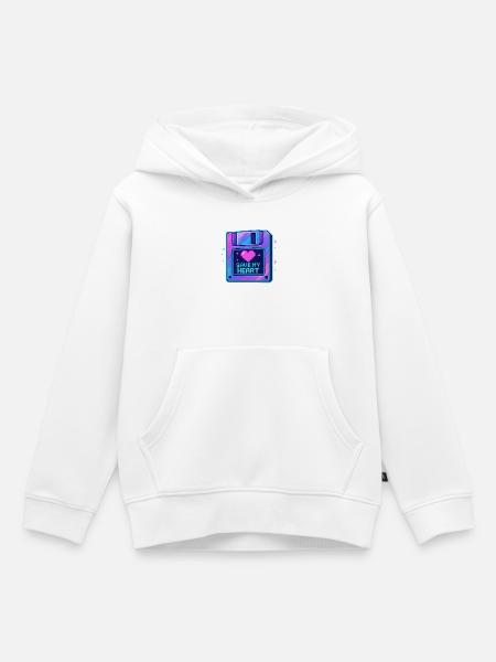 Pixel Herz Rette mein Herz - Kinder Premium Organic Hoodie - Weiß