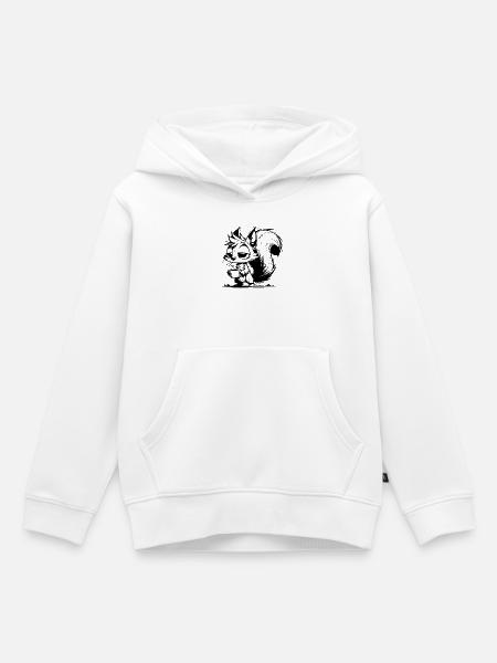 Bitte nicht stören – Eichhörnchen Kaffeezeit - Kinder Premium Organic Hoodie - Weiß