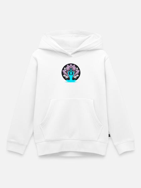 Meditative Yoga Lotus Design - Kinder Premium Organic Hoodie - Weiß