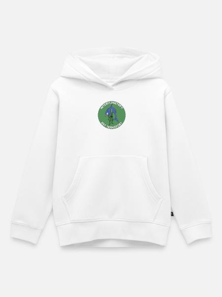 Interplanetarischer Tiertransport-Abzeichen Hai - Kinder Premium Organic Hoodie - Weiß
