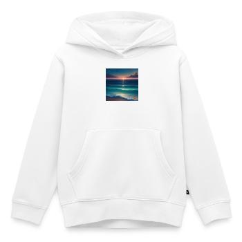Coucher de Soleil Atlantique sur la Mer Tranquille - Sweat Premium à capuche enfant bio - blanc - Devant - AI Model Kid Female (0cm)