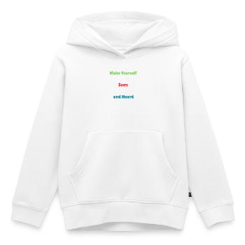 T-shirt humoristique de citation à bulles de dialogue - Sweat Premium à capuche enfant bio - blanc - Devant - AI Model Kid Female (0cm)