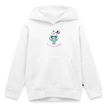 Motif de pouvoir de pensée rafraîchissant - Sweat Premium à capuche enfant bio - blanc - Devant - AI Model Kid Female (0cm)