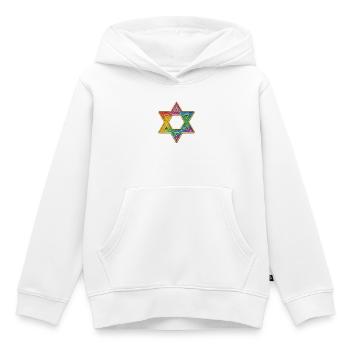 Etoile de David | Étoile de David scintillante arc-en-ciel - Sweat Premium à capuche enfant bio - blanc - Devant - AI Model Kid Female (0cm)