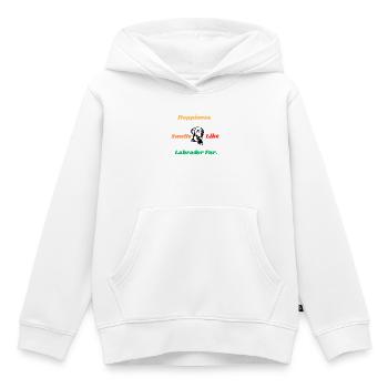 Citation sur le bonheur de la fourrure de Labrador - Sweat Premium à capuche enfant bio - blanc - Devant - AI Model Kid Female (0cm)