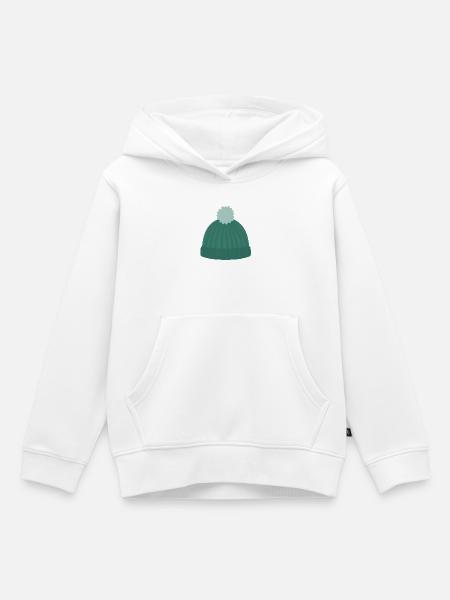 Strickmütze mit Pom Pom - Kinder Premium Organic Hoodie - Weiß