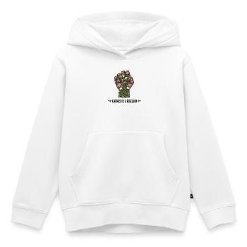 Freundlichkeit ist ein Rebellion Blumenfaust-Design - Kinder Premium Organic Hoodie - Weiß - Vorne - AI Model Kid Female (0cm)