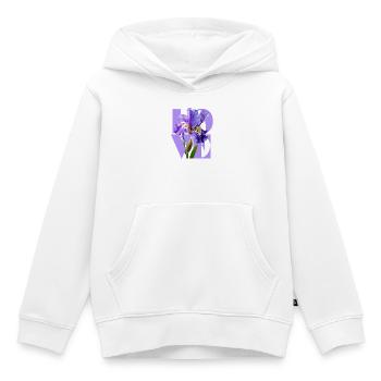 Elegantes lila Iris-Blumendesign - Kinder Premium Organic Hoodie - Weiß - Vorne - AI Model Kid Female (0cm)