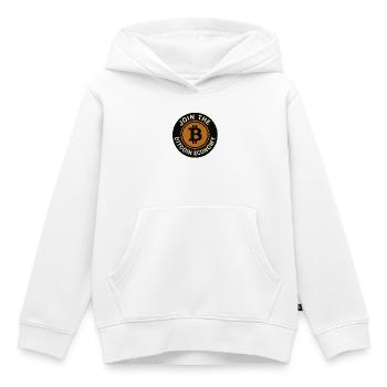 Join the Bitcoin economy round button - Kids Premium Organic Hoodie - white - Front - AI Model Kid Female (0cm)