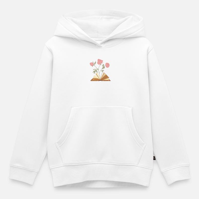 Conception d’illustration de livre floral - Sweat Premium à capuche enfant bio - blanc