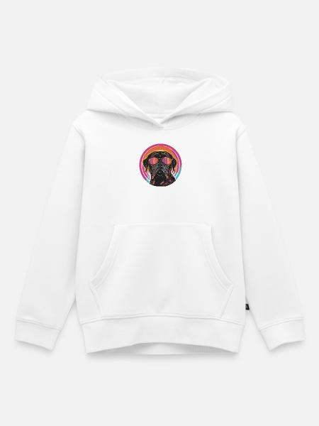 Schicker Hund mit Sonnenbrille - Kinder Premium Organic Hoodie - Weiß