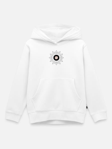 Rosace mandala - Sweat Premium à capuche enfant bio - blanc