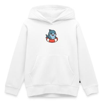 Niedlicher Hai im Schwimmring – kindliches Motiv - Kinder Premium Organic Hoodie - Weiß - Vorne - AI Model Kid Female (0cm)