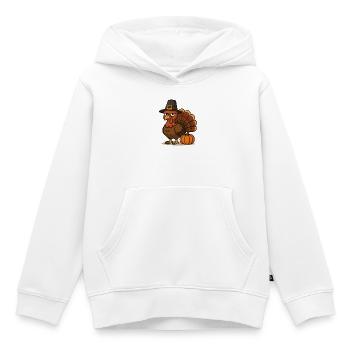 Erntedank Turkey mit Pilgerhut - Kinder Premium Organic Hoodie - Weiß - Vorne - AI Model Kid Female (0cm)