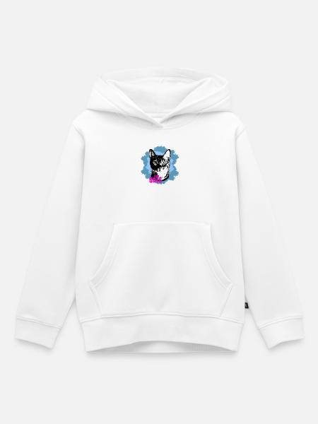 Katzenliebe Blau Spritzer - Kinder Premium Organic Hoodie - Weiß