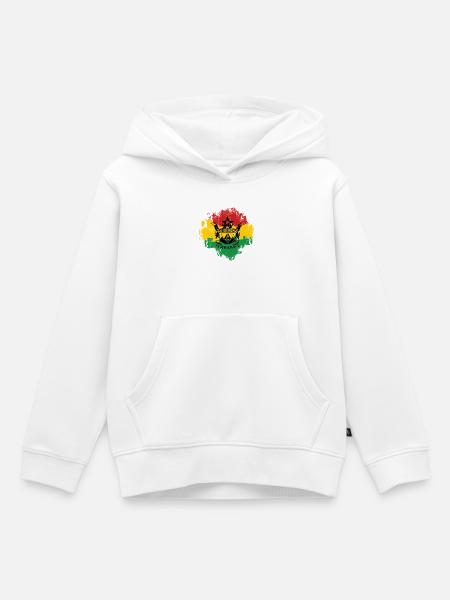 Zimbabwe Emblem Reggae Flag - Kids Premium Organic Hoodie - white