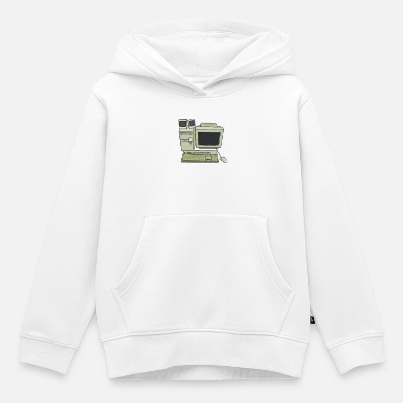 Retro Computer Desk Einrichtung - Kinder Premium Organic Hoodie - Weiß
