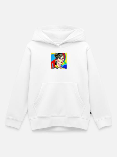 Buntes Pop-Porträt - Kinder Premium Organic Hoodie - Weiß