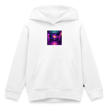 Coucher de soleil néon tropical intérieur - Sweat Premium à capuche enfant bio - blanc - Devant - AI Model Kid Female (0cm)