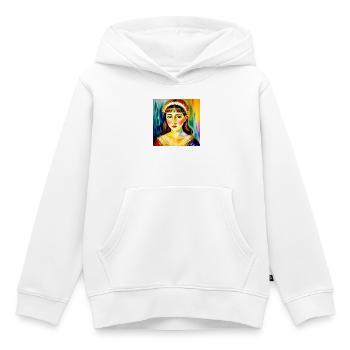 Lebendiges Regenbogen-Frauenporträt - Kinder Premium Organic Hoodie - Weiß - Vorne - AI Model Kid Female (0cm)