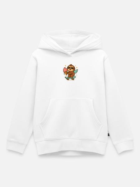 Cool Sloth Skateboard Treat Cone - Kinder Premium Organic Hoodie - Weiß