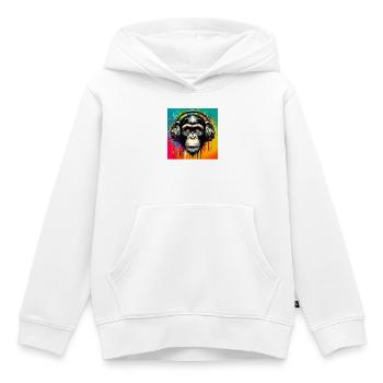 Singe chimpanzé - Sweat Premium à capuche enfant bio - blanc - Devant - AI Model Kid Female (0cm)