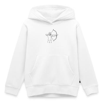 Croquis d’Archer – Motif sportif minimaliste - Sweat Premium à capuche enfant bio - blanc - Devant - AI Model Kid Female (0cm)