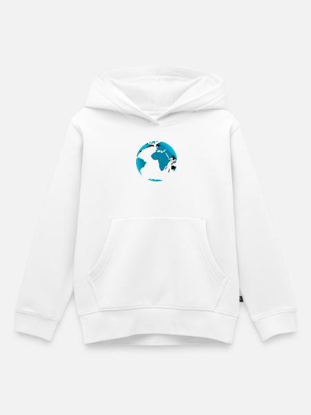 Blauer Globus Neon Schwarz - Kinder Premium Organic Hoodie - Weiß
