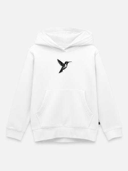 Goldlinie Hummingbird Silhouette - Kinder Premium Organic Hoodie - Weiß