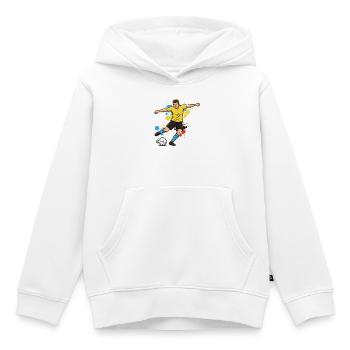fussballspieler-comic-farbspritzer-gelb - Kinder Premium Organic Hoodie - Weiß - Vorne - AI Model Kid Female (0cm)