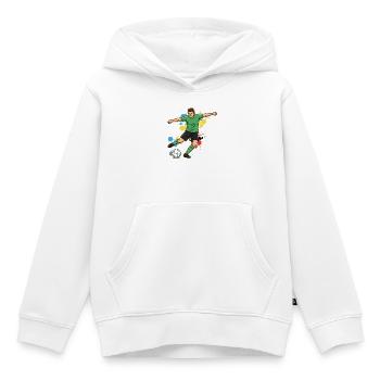 fussballspieler-comic-farbspritzer-gruen - Kinder Premium Organic Hoodie - Weiß - Vorne - AI Model Kid Female (0cm)