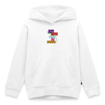 Variété de langues Conception de salutation colorée - Sweat Premium à capuche enfant bio - blanc - Devant - AI Model Kid Female (0cm)