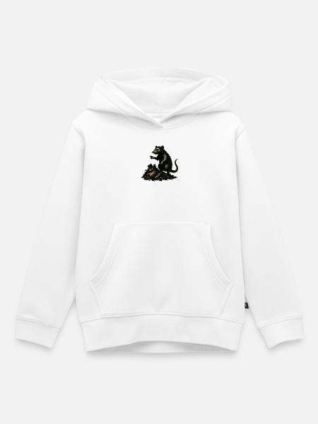 Ratte auf Geröll Gravur - Kinder Premium Organic Hoodie - Weiß