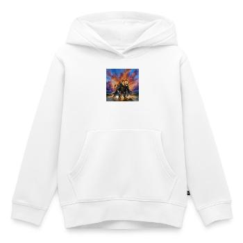 Löwenkrieger mit Rüstung und Umhang - Kinder Premium Organic Hoodie - Weiß - Vorne - AI Model Kid Female (0cm)