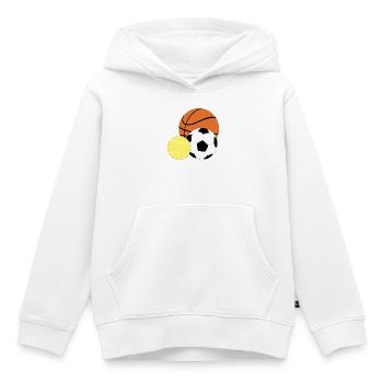 Sports de balle - Sweat Premium à capuche enfant bio - blanc - Devant - AI Model Kid Female (0cm)